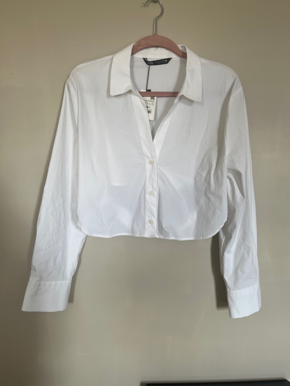 Sexy Cropped White Button-Up Shirt with open back Women's